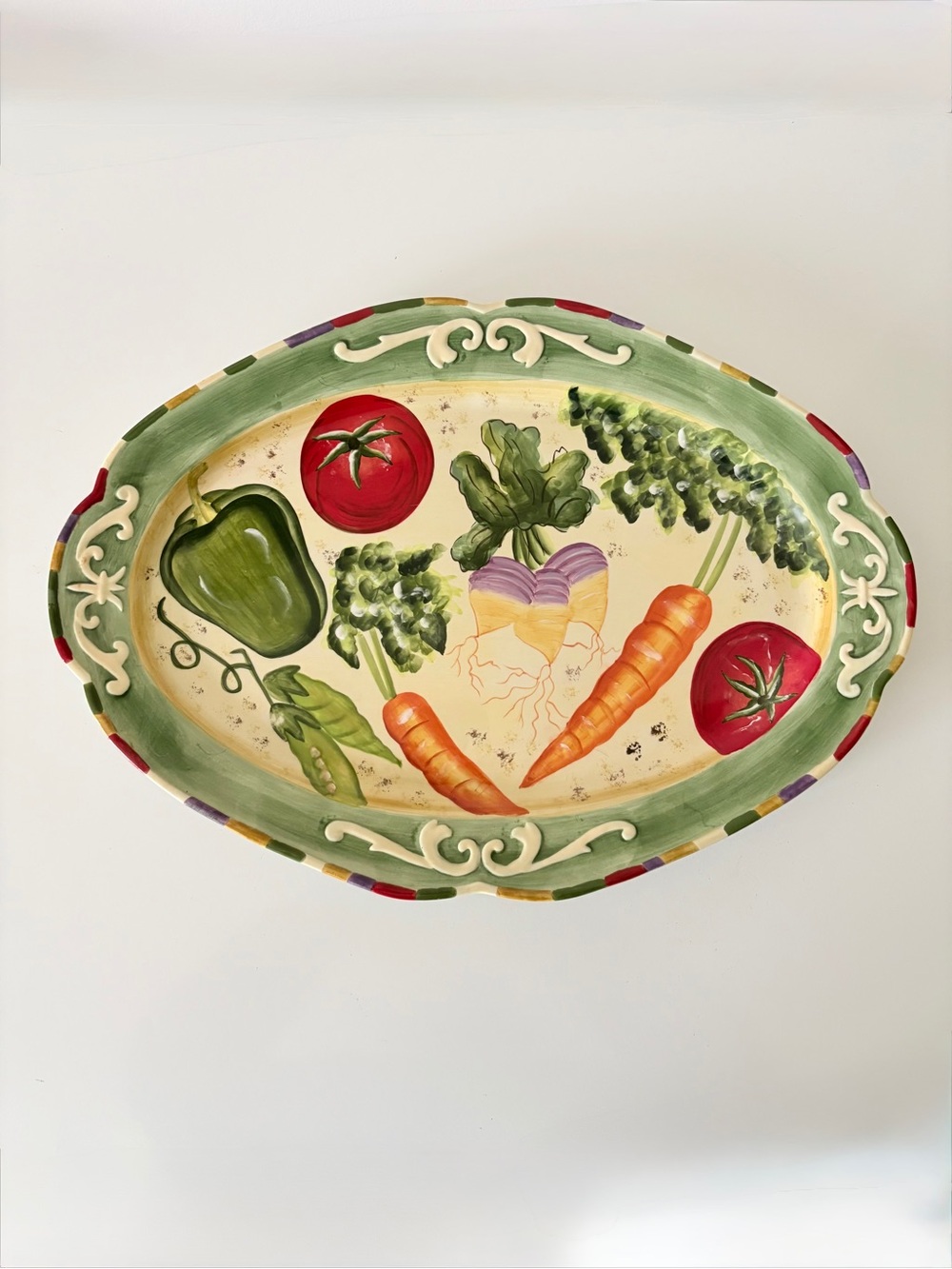 Fitz & Floyd Le Marche 16" Oval Serving Platter Farmhouse Country Veggies